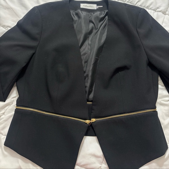 Calvin Klein Black Blazer with Gold Accents - Picture 3 of 8